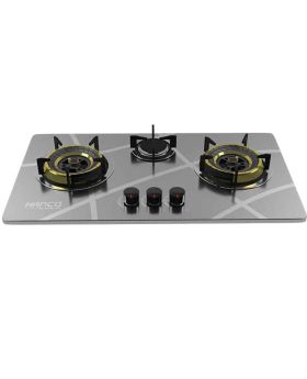 Hanco Economy Hob Stainless Steel Body 3 Burner, 710 mm, Stainless Steel Top, Imported burner, Round Heavy Grill (Model 201)