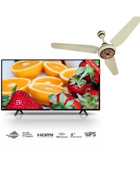 OKTRA Premium Series (K568) 23" inch  HD LED TV + Ornate 100% Pure Copper Wire 56" Ceiling Fan