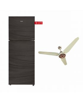 Haier Glass Door Refrigerator HRF-246 EPR/EPB/EPC Without Handle 9 CFT + Ornate 100% Pure Copper Wire 56" Ceiling Fan 