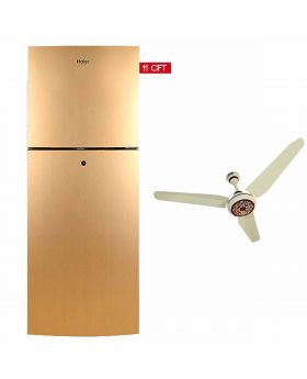 Haier HRF 306 EBS/EBD Refrigerator Without Handle - 11 CFT + Ornate 100% Pure Copper Wire 56" Ceiling Fan 