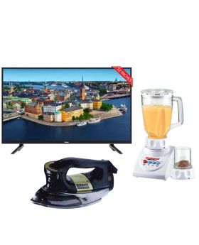 Haier H32D2M 32 Inch H-cast Series Led TV + National Romex Blender 2 In 1 + National Deluxe Automatic Iron RM-57
