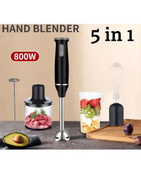 5 in 1 Multifunctional 12 Speed Immersion Blender, Stainless Steel Food Processor Mixing Cup Meat Grinding