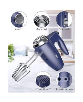 Hand Mixer Electric Whisk With 5 Speed Handheld Mixer for Whipping, Mixing Cookies, Brownies, Cakes and Dough with 4 Accessories
