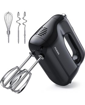 Kitchen Handheld Mixer 5 Speed with Eject Button, with Stainless Steel Whisk Dough Hooks and Beaters for Eas