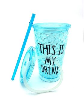 Attractive Acrylic Frosty Mason Jar Ice Cup with Straw and Lid Freezing Gel for Juice 350 ML