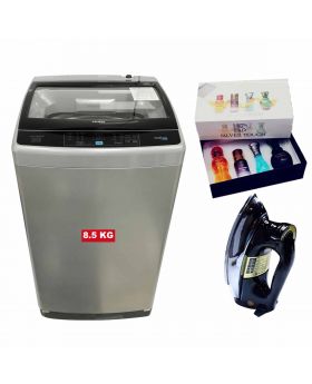 Haier Fully Automatic Washing Machine HWM 85-1708 + National Deluxe Automatic Iron RM-57 + Silver Touch Perfume Set
