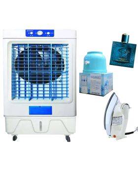 Toyo Air Cooler TC-947 40 Litters + Target Water Dispenser + National Deluxe Automatic Iron RM-57 + Any Random Perfume