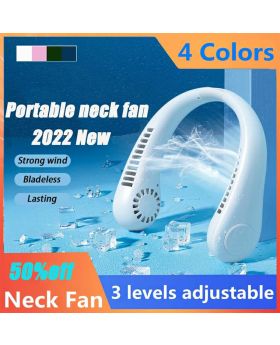 Portable Neck Fan Electric Wireless Fan Rechargeable USB Mini Fan Bladeless Personal Fans Hanging Neck Cooler for Outdoor Sports