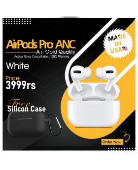 Branded Airpods Pro ANC | Active Noise Cancellation | GOLD Quality + Free Silicon Case