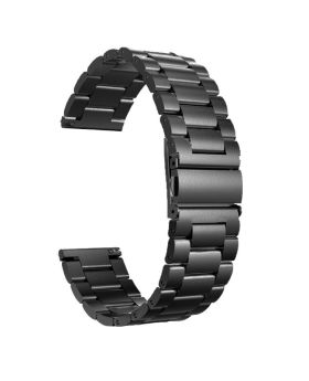 20mm-22mm Stainless Steel Strap – Black