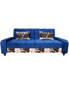 Makhmal Sofa Cum Bed-Blue