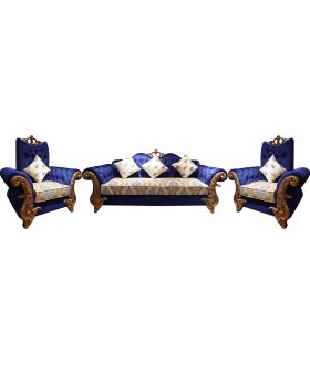 Maharaj Sofa Set (5 Seater)-Blue
