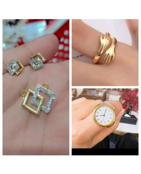 Combo Pack Watch finger ring + hug ring + square crystal set