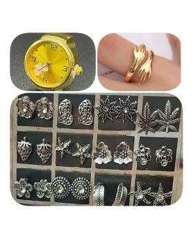 Combo Pack  Watch finger ring + hugg ring + 12 pairs silver earrings