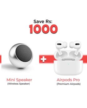 Airpods Pro – White | Master Copy | Japanese Version | California Design + Rechargeable Bluetooth Mini Speaker M3