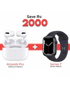 Airpods Pro – White | Master Copy | Japanese Version | California Design + Series 7 Pro Max Smart Watch | 1.80 Display