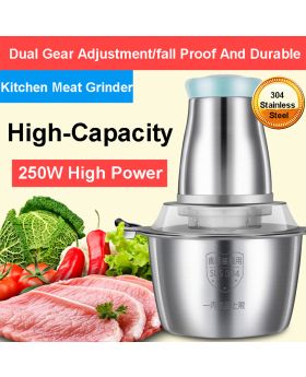 2 Speed Stainless Steel Electric Meat Grinder Mincer Home Small Multi-function Vegetable Food Processor Meat Slicer Machine - 2L