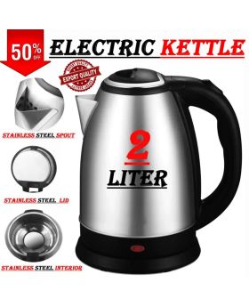 Export Quality Electric Kettle Water Boiler Stainless Steel body Portable Kitchen Appliances automatic Tea coffee warmer instant heating pot 1500W 02 Liters
