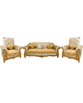 Cocoa Sofa Set (5 Seater)-Golden