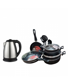 Galaxy Non-Stick Cookware Set - 11 Pcs + National Exclusive Electric Kettle