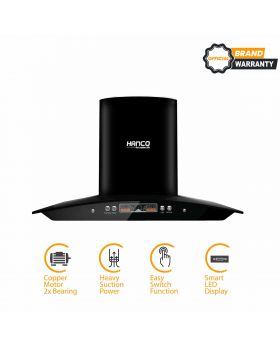 Hanco Black Stainless Steel Kitchen Hood with LED Display - Chimney Size 24 Inch, 27 Inch, 29.5 Inch and 35.5 Inch
