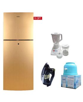 Haier HRF 306 EBS/EBD Refrigerator Without Handle + National Deluxe Automatic Iron RM-57 + Target Water Dispenser + National 3 In 1 with Blender Drymill and Chopper - HJ-8883
