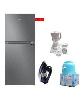 Haier E-Star Refrigerator HRF-336 EBS/EBD Without Handle + National Deluxe Automatic Iron RM-57 + Target Water Dispenser + National 3 In 1 with Blender Drymill and Chopper - HJ-8883