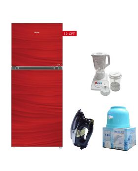 Haier Glass Door Refrigerator HRF-336 EPR/EPB/EPC Without Handle + National Deluxe Automatic Iron RM-57 + Target Water Dispenser + National 3 In 1 with Blender Drymill and Chopper - HJ-8883