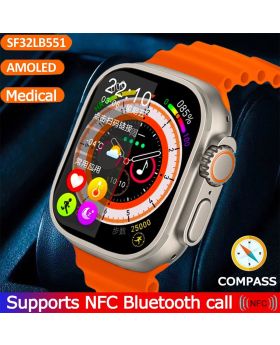 2023 New Ultra Smartwatch Men Series 8 NFC Body Temperature Watch Blood Sugar SOS 3 Button Waterproof Men Women Smart Watch 45MM HW8