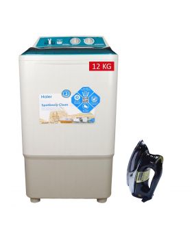 Haier Single Tub Washing Machine HWM-12035FF + National Deluxe Automatic Iron RM-57