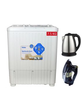 Haier Semi-Automatic W/M HWM-75AS + National Deluxe Automatic Iron RM-57 +  National Exclusive Electric Kettle
