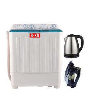 Haier Semi-Automatic W/M HWM-80AS +  National Deluxe Automatic Iron RM-57 + National Exclusive Electric Kettle