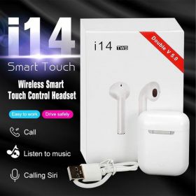 i14 TWS 1:1 Wireless Bluetooth 5.0 Earphone Earbuds Touch Control Double Pairing