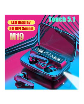 M19 TWS 5.0 Wireless Bluetooth Earphones Sport Sound Noise Cancelling Ear Buds IPX7 Waterproof LED Digital Display Large Battery