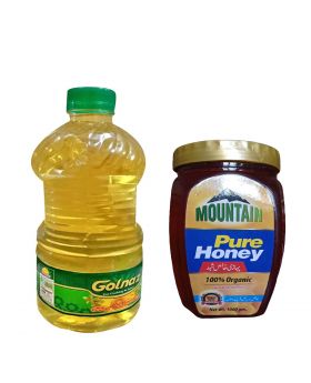 Golnaz Irani Sunflower Cooking Oil - 3 ltrs Gallon + Hunza Mountain Pure Honey (1000 gm)