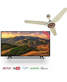 OKTRA Smart Series (K571S) 55" inch Smart Sense HD LED TV + Ornate 100% Pure Copper Wire 56" Ceiling Fan
