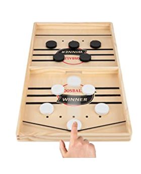 Large Sling Puck Game, Foosball Winner Board Game, Wooden Hockey Table Game, Fast Paced Slingshot Game Board, Rapid Sling Table Battle Speed String Puck Game for Kids Adults & Family Party, Large Size