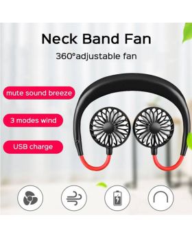 Durable and rechargeable portable hanging and foldable neck fan with 3 speeds and USB chargeable for Kitchen and sports