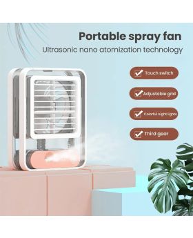Portable Desktop Air Conditioner USB Mini Air Cooler Fan Water Cooling Fan with 3 Speed Spray Humidifier Purifier for Car Home