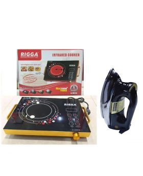 RIGGA FR-613 Electric Ceramic Infrared Cooker Stove Hot Plate Full Touch Screen + National Deluxe Automatic Iron RM-57