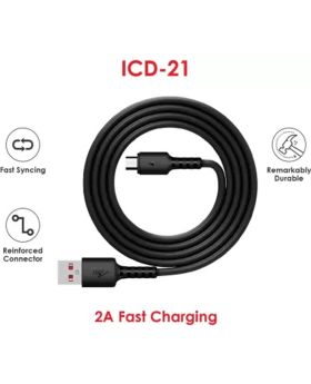 itel Micro USB Cable 2M ICD-21, Type-C Charging Data Cable  (Compatible with Mobiles, Tablets, Gaming Console, Black)