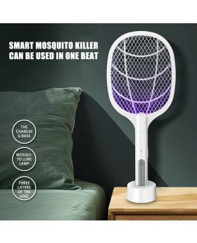 2 In 1 Electric Mosquito Killer With UV Light LED Lamp Mosquito Trap Racket Anti Insect Bug Zapper USB Rechargeable