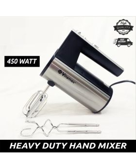 VITAMAX High quality Stainless Steel Hand Mixer and Egg Beater with 5 speed Mixing and Kneading sticks