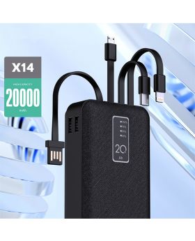 Sovo X14 20,000Mah power bank with cable Four wires Lightning Type-c Micro USB Power Banks Fast Charging
