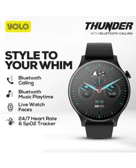 YOLO Thunder BT Calling Smart Watch 1.32" HD Display Heart Rate Sensor SpO2 Monitor Music Playback Built-in Speaker and Microphone