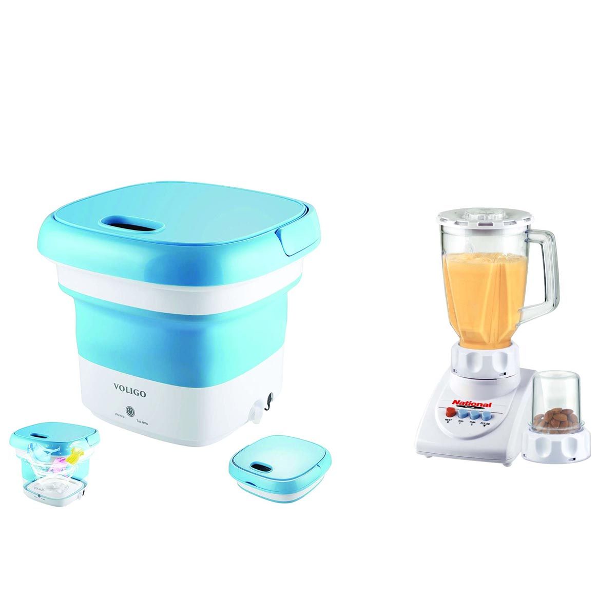 Mini Washing Machine Foldable Bucket Type - Laundry Clothes Washer + Oxford Blender 2 In 1